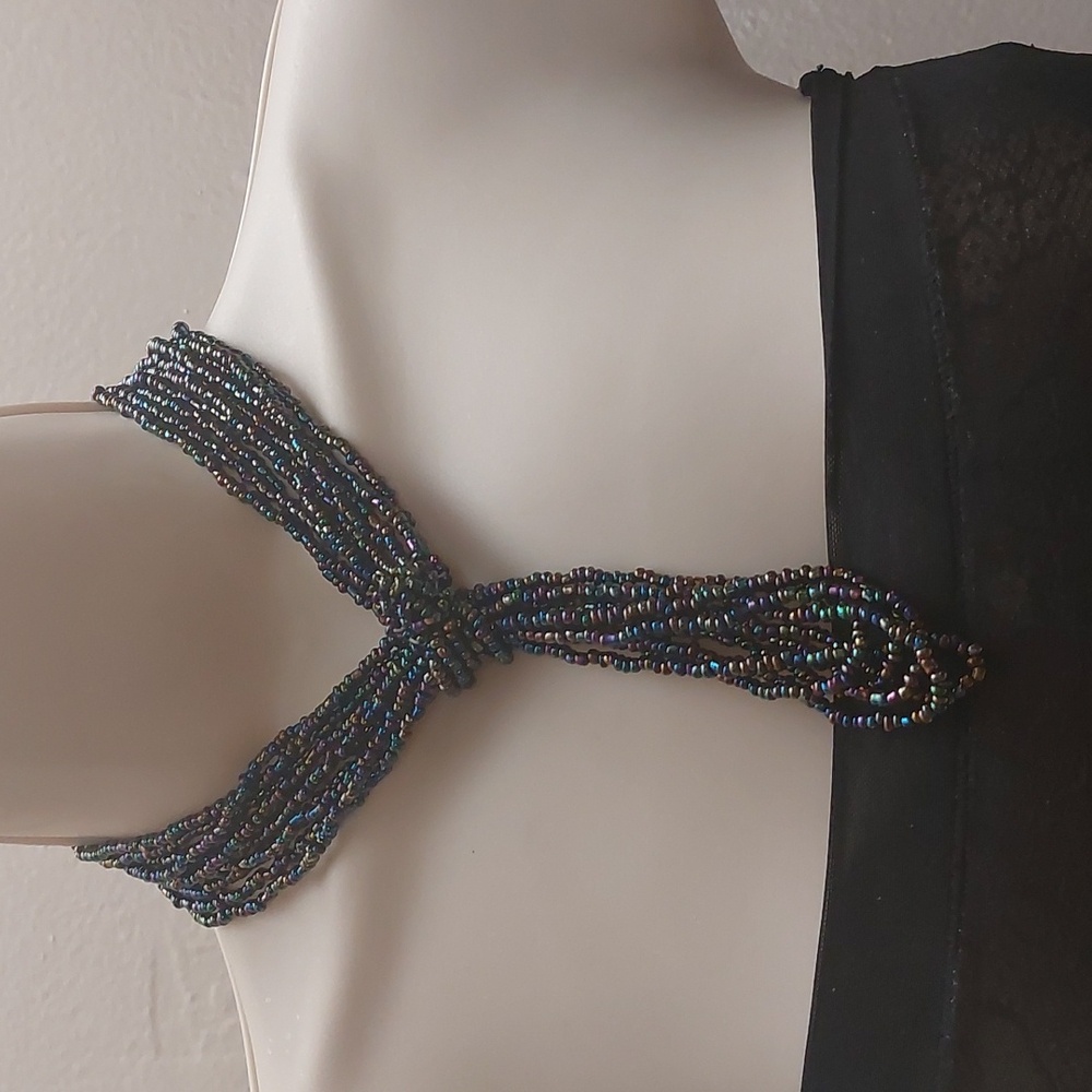 Peacock Multicolor Seedbeads Multistrand with Knot Detail Necklace Verstatile